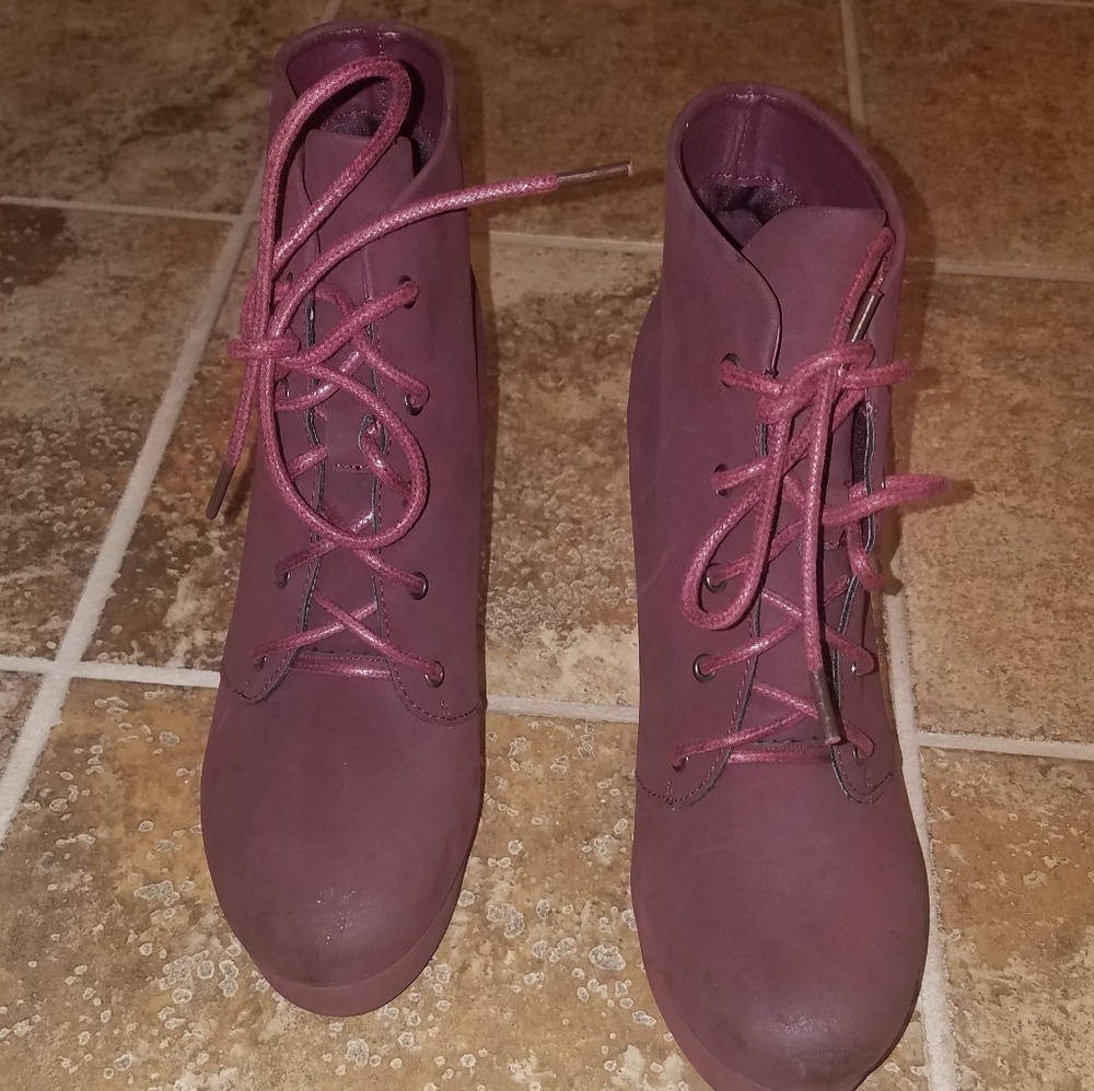 Deep burgundy booties